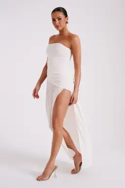 Meshki Bex Strapless Slinky Maxi Dress With Split Ivory White Size XS / AU 6 for rent on The Volte - image 2