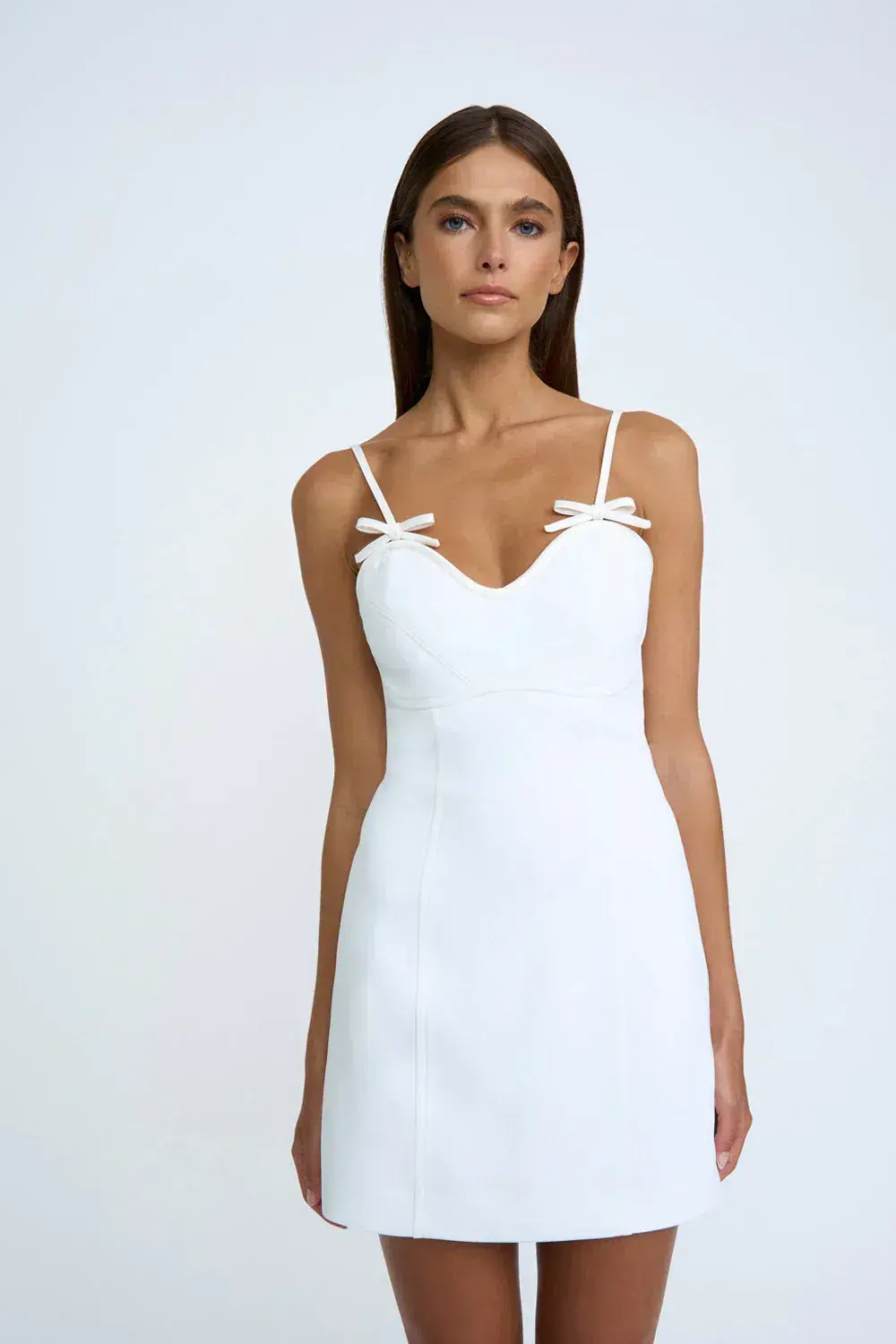 By Johnny Bettina Bow Shift Mini Dress Ivory Size 8 for rent on The Volte - main image