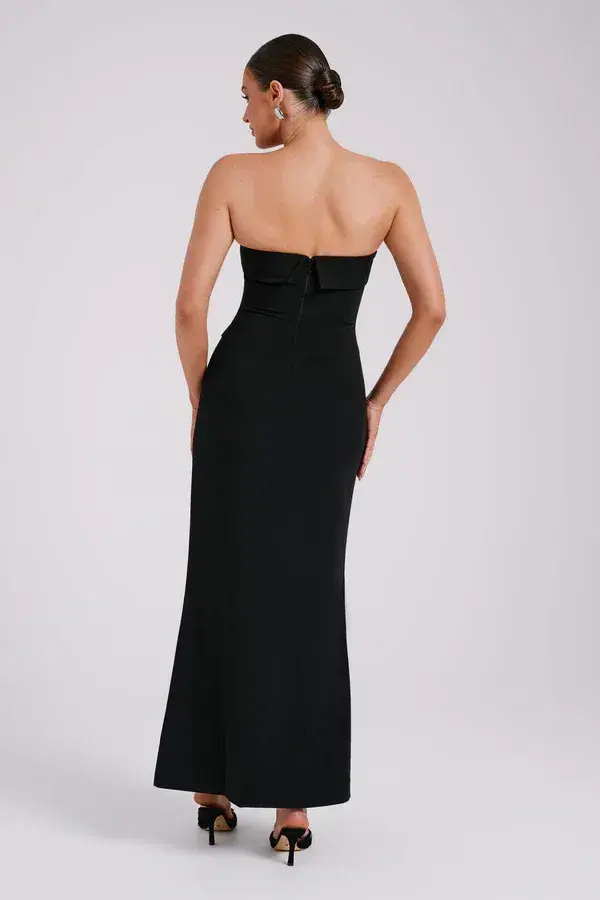 Meshki Abbie Strapless Suiting Maxi Dress Black Size 8 for rent on The Volte - main image