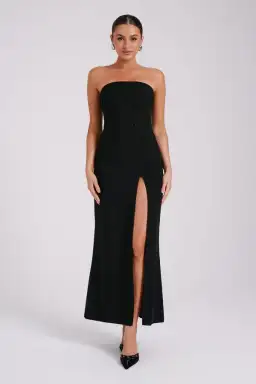 Meshki Abbie Strapless Suiting Maxi Dress Black Size 8 for rent on The Volte - image 1