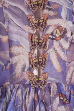 Zimmermann Botanica Butterfly Detailed Linen Silk Mini Dress Pandanus Size 2 / AU 12 for rent on The Volte - image 5