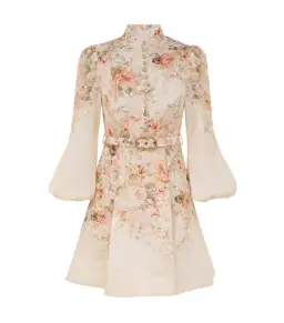 Zimmermann Illustration Buttoned Mini Dress Cream Rococo Floral Size 2 / AU 12 for rent on The Volte - image 4