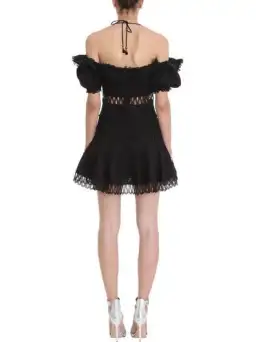Zimmermann Melody Off Shoulder Linen And Cotton Blend Mini Dress Black Size 1 / AU 10 for rent on The Volte - image 3