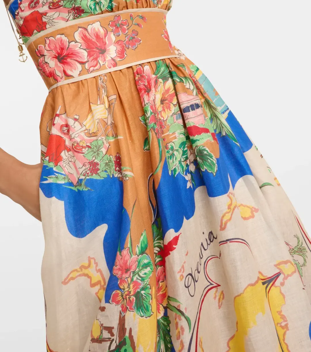 Zimmermann Alight Picnic Midi Dress Nautical Map Print Size 1 / AU 10 for rent on The Volte - main image