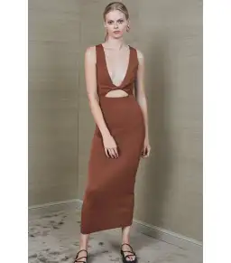 Bec & Bridge Sorbet Midi Dress in Chocolate Size AU 8 for rent on The Volte - image 2