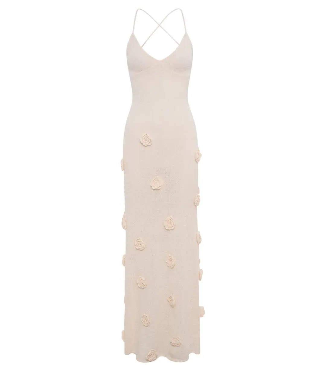 Meshki Suki Knit Maxi Dress With Flowers Nude Size M / AU 10 for rent on The Volte - main image