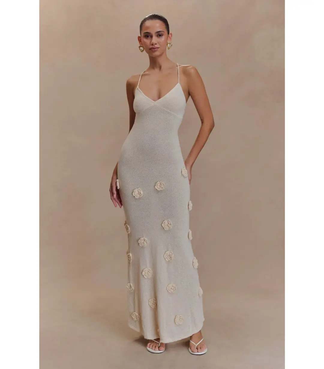 Meshki Suki Knit Maxi Dress With Flowers Nude Size M / AU 10 for rent on The Volte - main image