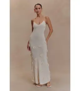 Meshki Suki Knit Maxi Dress With Flowers Nude Size M / AU 10 for rent on The Volte - image 1