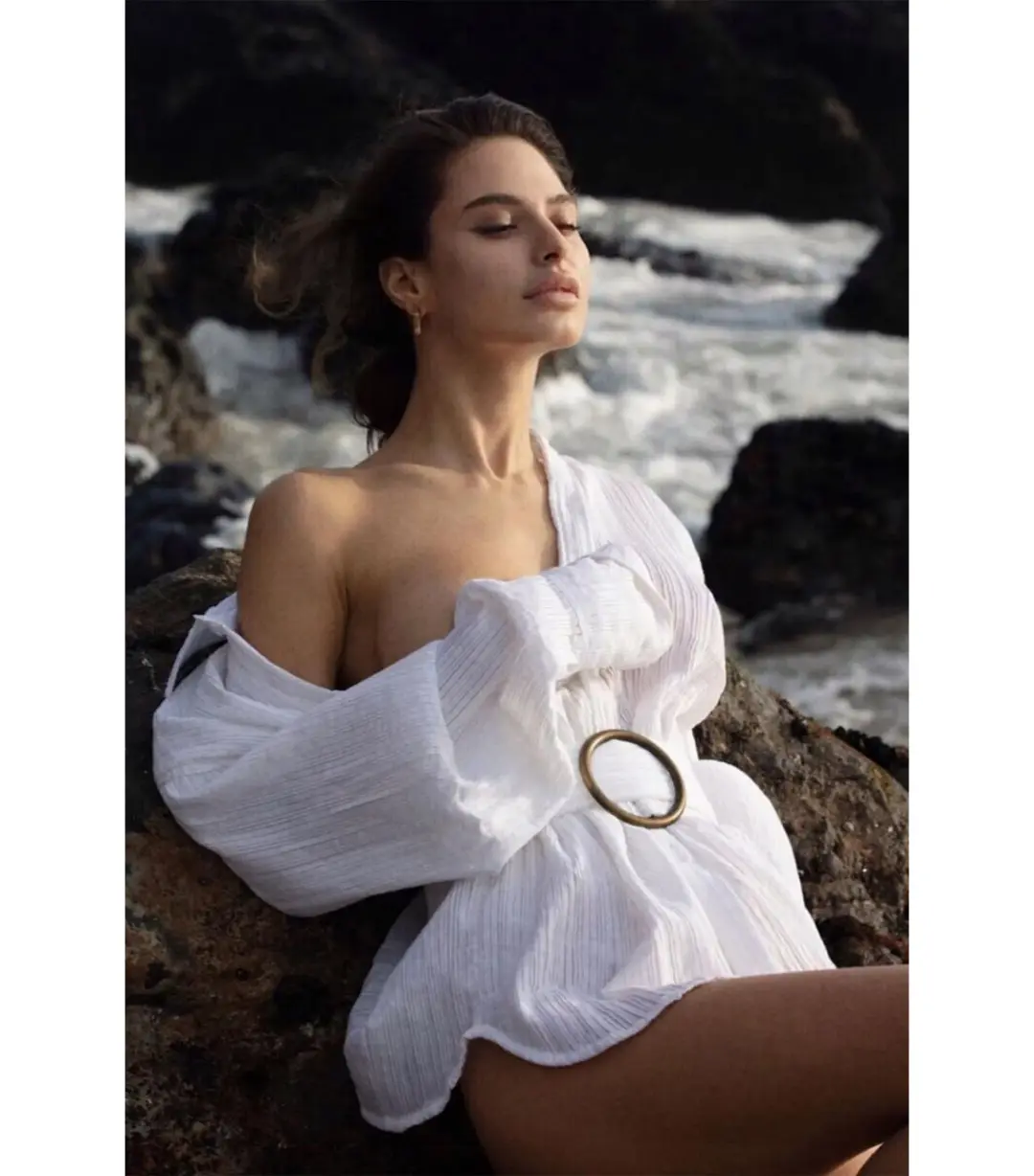 BAMBA SWIM Titan Shirt Dress in White Size S / AU 8 for rent on The Volte - main image