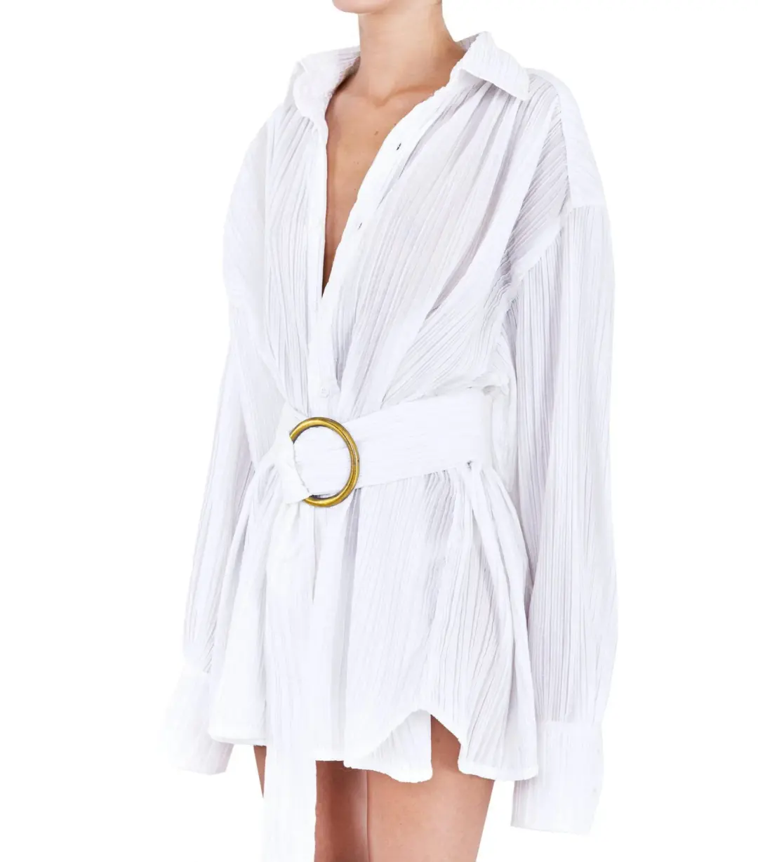 BAMBA SWIM Titan Shirt Dress in White Size S / AU 8 for rent on The Volte - main image