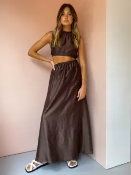 Sir the Label Anje Asymmetrical Cut Out Dress in Chocolate Size 2 / AU 10