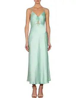 Shona Joy Jefferson Ruched Bias Midi Dress in Mint Size 10
