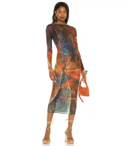 Farai London Mona Midi Dress in Multi Size XS / AU 6