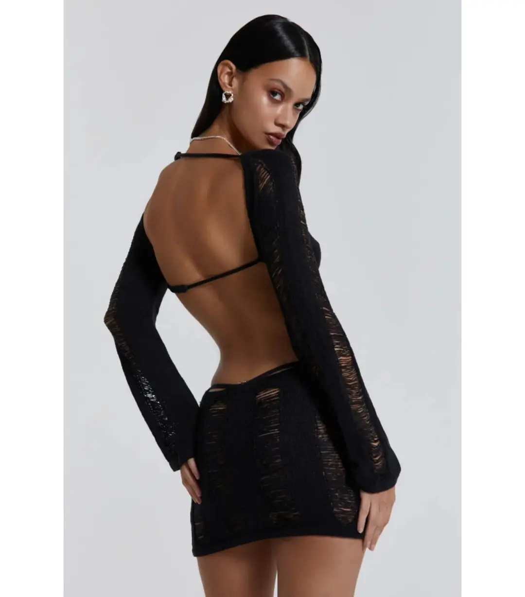 Jaded London Umbra Shredded Mini Dress in Black Size S / AU 8 for rent on The Volte - main image