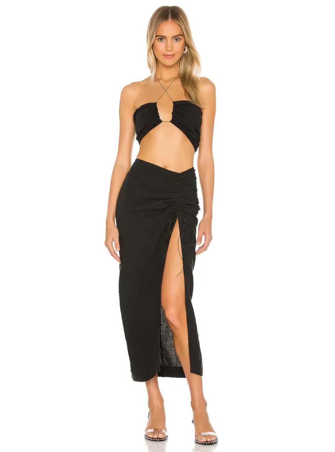 Natalie Rolt Bellini Crop Top and Skirt Set Black Size 2 /AU 10 for rent on The Volte - main image