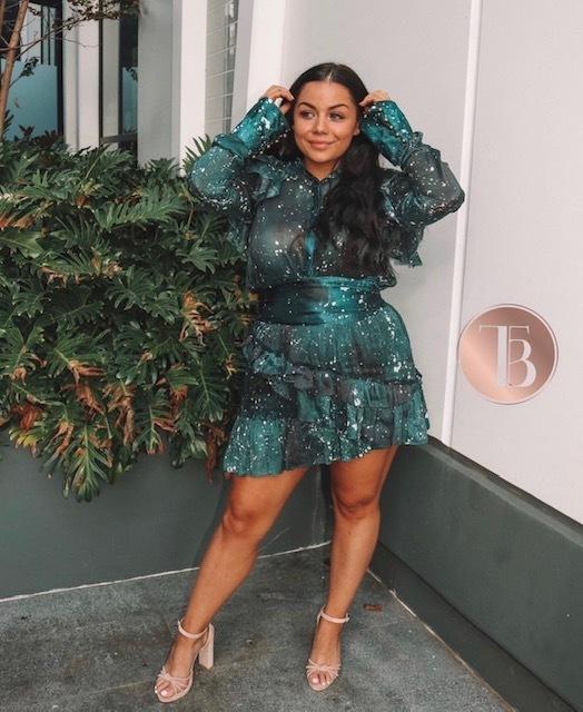 Aje Techando Ruffle Mini Skirt & Tampico Blouse Set Print Size 12 - Image 1