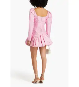Aje Pink Bijou Ruffled Pleated Taffeta Mini Dress Pink Size 8 for rent on The Volte - image 2
