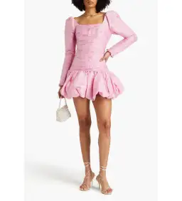 Aje Pink Bijou Ruffled Pleated Taffeta Mini Dress Pink Size 8 for rent on The Volte - image 1