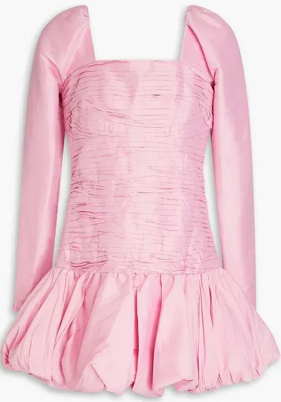 Aje Pink Bijou Ruffled Pleated Taffeta Mini Dress Pink Size 8 for rent on The Volte - main image