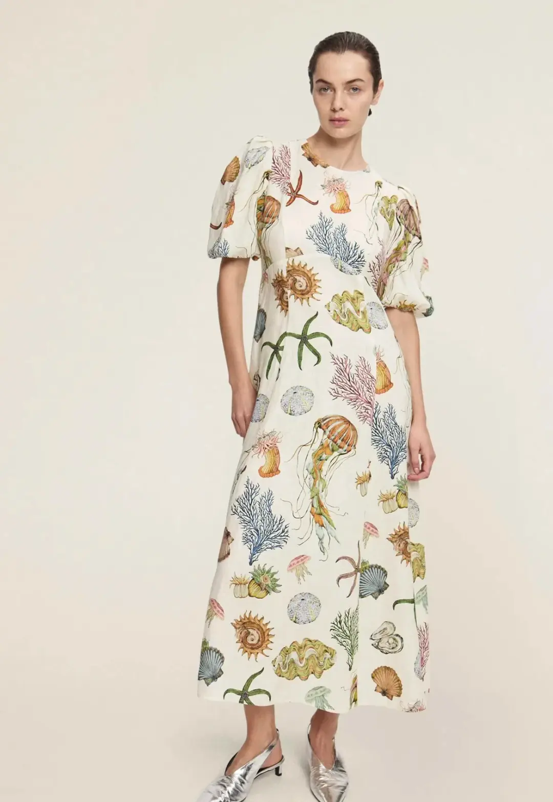 Alemais Sea Midi Dress Cream Size 16 for rent on The Volte - main image