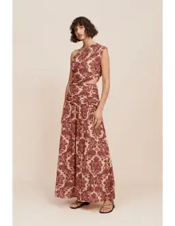 Posse The Label Joslin One Shoulder Dress Crimson Multi Size XS / AU 6