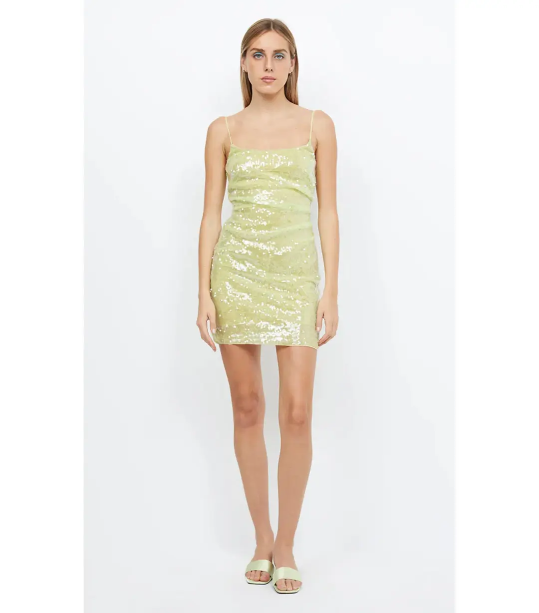 Bec & Bridge Venus Sequin Mini Dress in Citrus Size AU 6 for rent on The Volte - main image