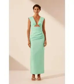 Shona Joy Lani Plunged Cut Out Maxi Dress in Aqua Size AU 14 for rent on The Volte - image 1