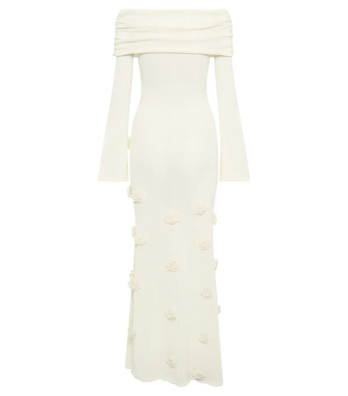 Meshki Kiki Off Shoulder Knit Rose Maxi Dress Ivory Size S / AU 8 - Image 5