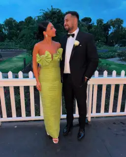 Rachel Gilbert Jensen Gown Pistachio Size AU 10 for rent on The Volte - image 3