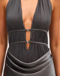 Misha Celine Satin Maxi Dress in Pewter Size 8/S for rent on The Volte - image 4