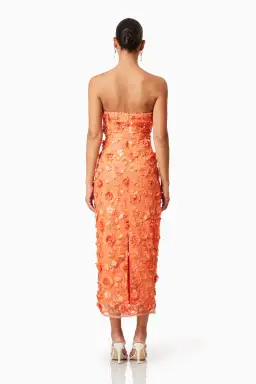 Elliatt Bluebell Strapless 3D Midi Dress Orange Size 6 for rent on The Volte - image 3