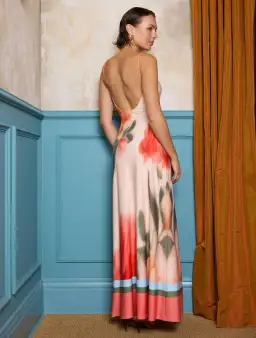 With Harper Lu Low Back Maxi Dress Peach Floral Size M / AU 10 for rent on The Volte - image 2