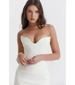House Of CB Tamara Strapless Corset Dress Ivory Size AU 8 for rent on The Volte - image 2