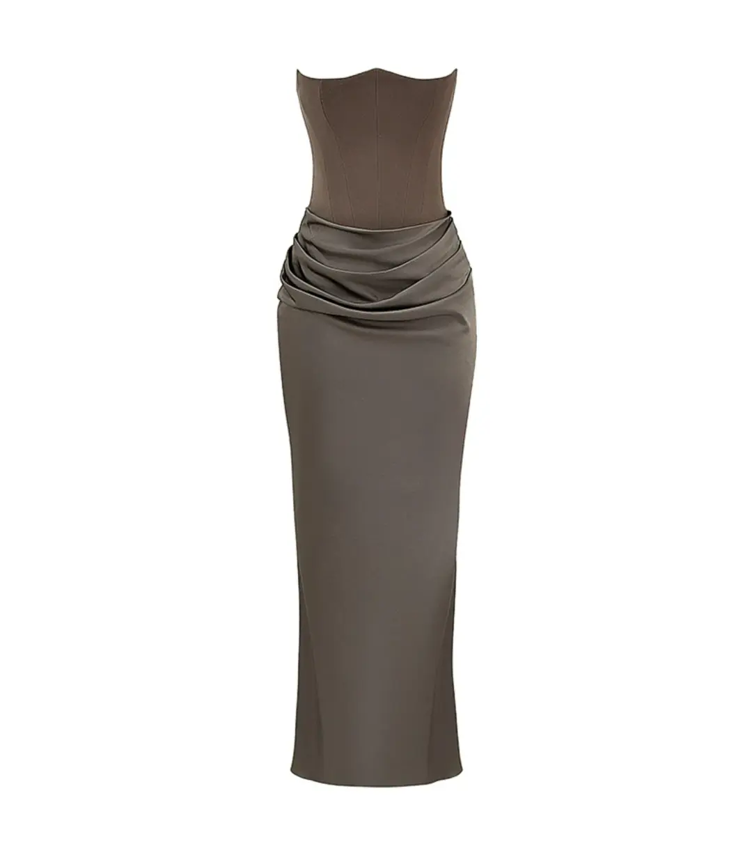 House Of CB Strapless Corset Maxi Dress Smoke Size AU 8 for rent on The Volte - main image