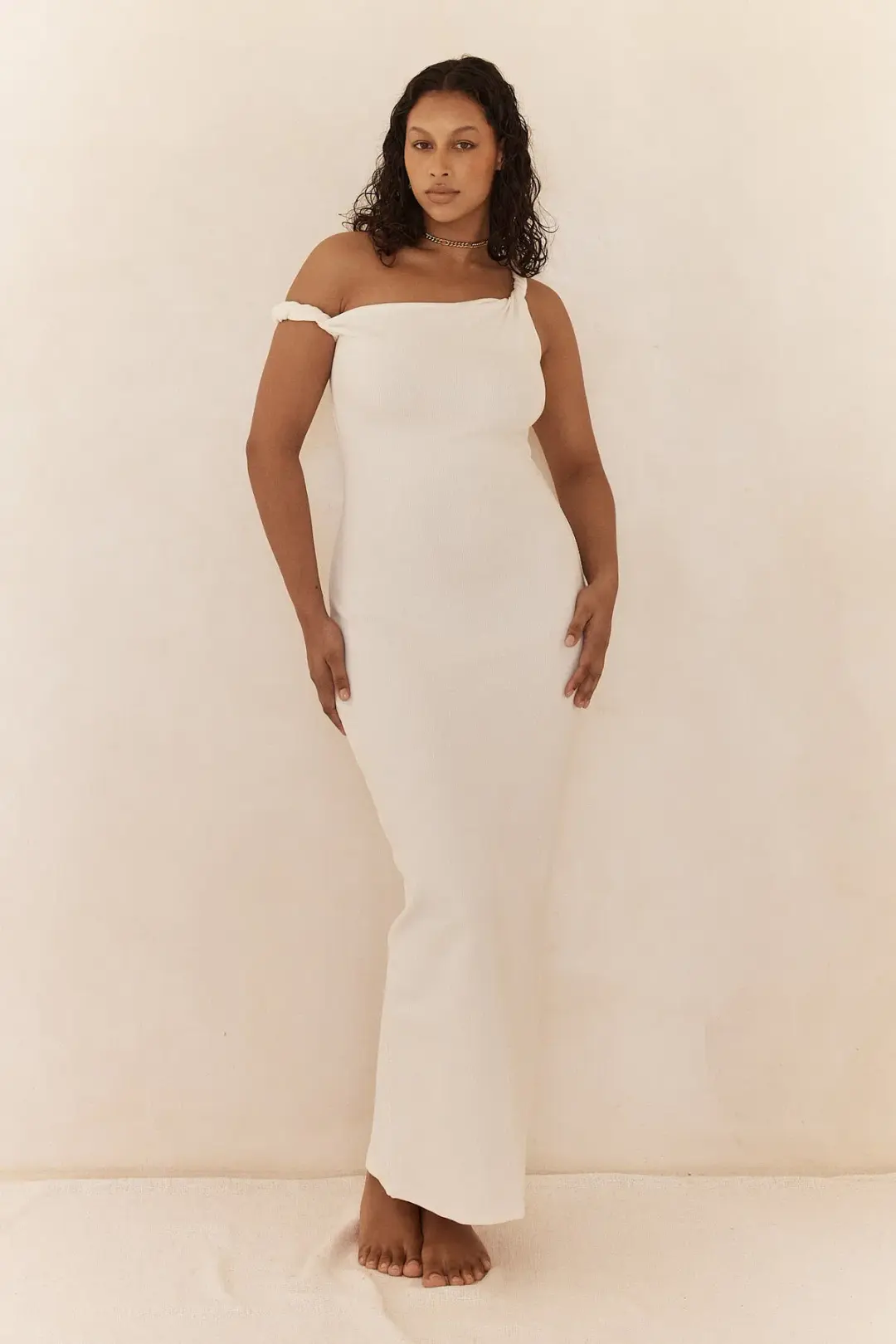 Johansen Long Poppy Dress in Ivory White Size 12 for rent on The Volte - main image