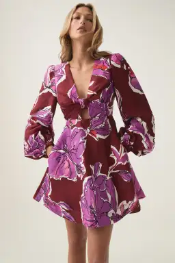 Aje Inflorescence Mini Dress Bold Hibiscus Size 16 for rent on The Volte - image 2