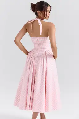 House of CB Marilyn Gingham Halter Midi Sundress Strawberry Shortcake Size S / AU 8 for rent on The Volte - image 2