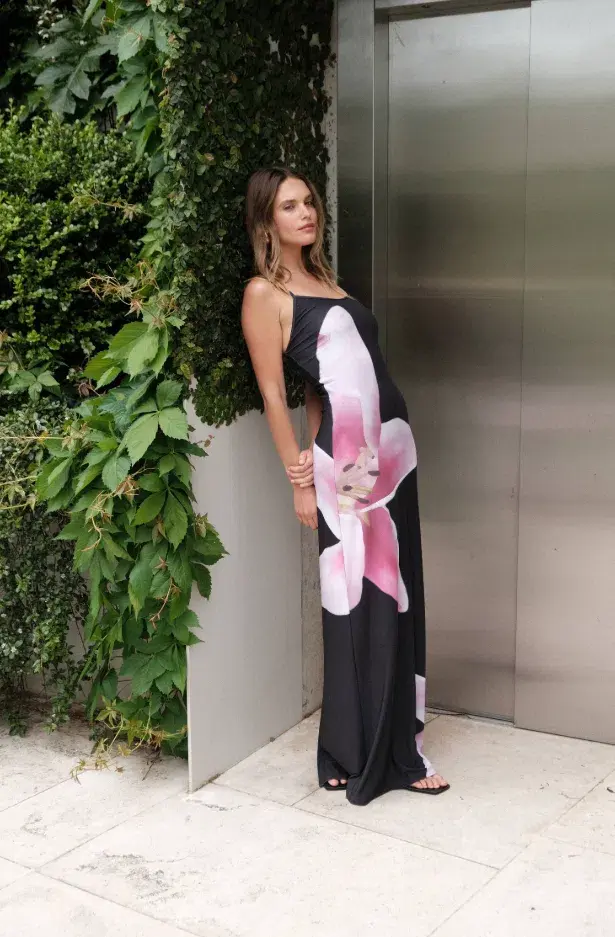 With Harper Lu Slip Dress Black Lily Floral Size S / AU 8 for rent on The Volte - main image