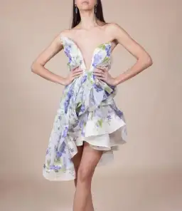Zimmermann Natura Draped Mini Dress Blue Floral Size 0 / AU 8 for rent on The Volte - image 8