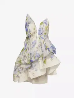 Zimmermann Natura Draped Mini Dress Blue Floral Size 0 / AU 8 for rent on The Volte - image 10