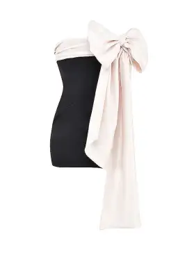 House of CB Jana Bow Mini Dress Black & Ivory Size M (AU 10) for rent on The Volte - image 7