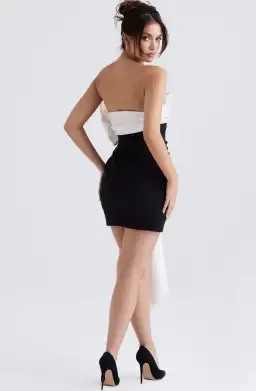 House of CB Jana Bow Mini Dress Black & Ivory Size M (AU 10) for rent on The Volte - image 2