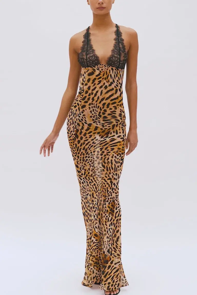 Rat & Boa Akima Leopard Slip Dress Print Size S / AU 8 for rent on The Volte - main image