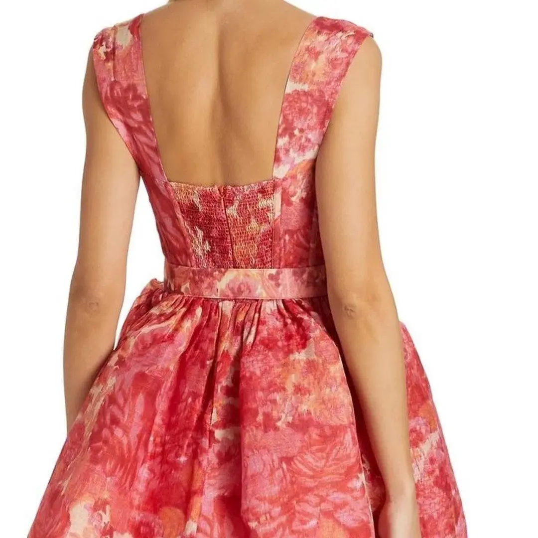 Zimmermann High Tide Mini Dress Pink Ikat Floral Size 1 / AU 10 for rent on The Volte - main image