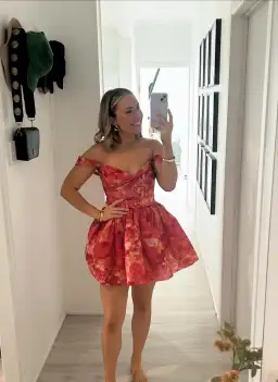 Zimmermann High Tide Mini Dress Pink Ikat Floral Size 1 / AU 10 for rent on The Volte - image 3