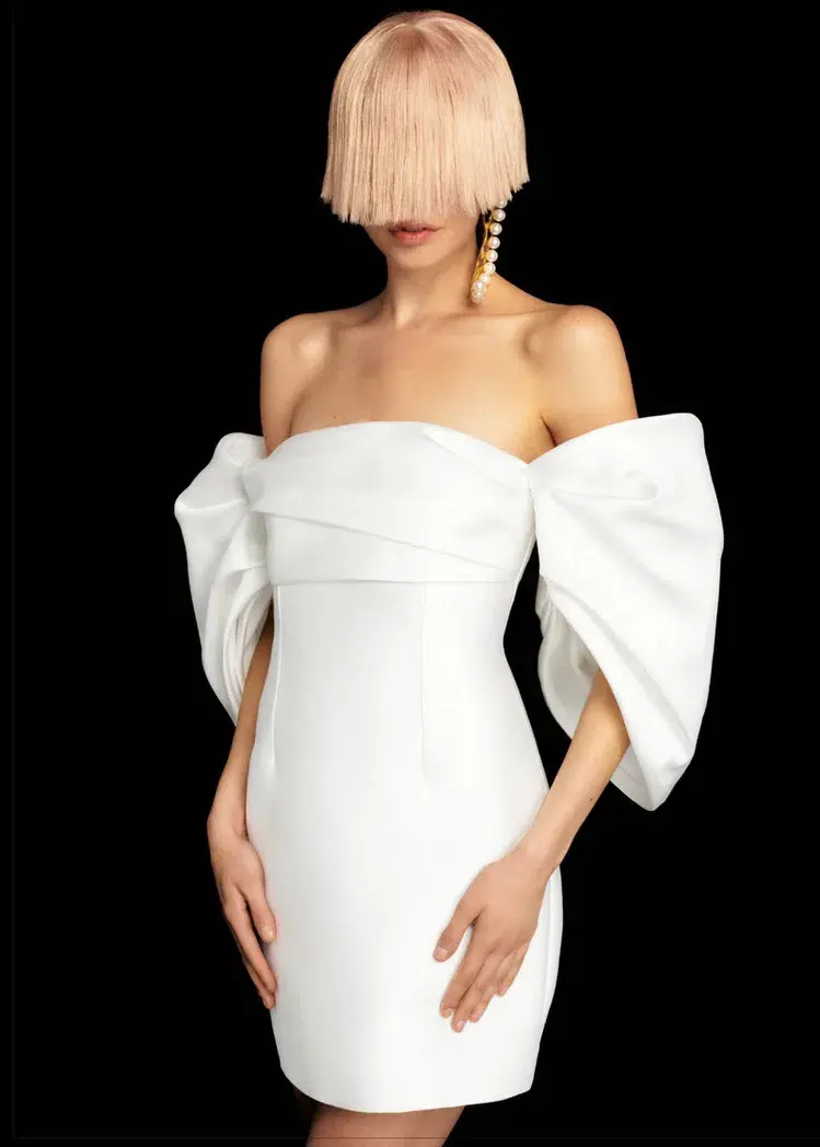 Solace London Elina Mini Dress Cream Size AU 12 for rent on The Volte - main image