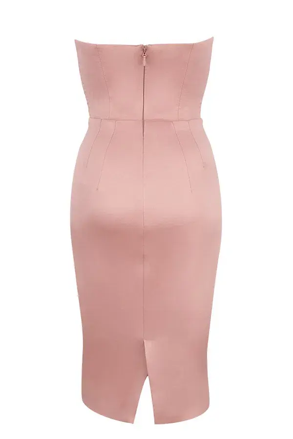 House of CB Emilia Satin Strapless Corset Dress Blush Size M / AU 10 for rent on The Volte - main image