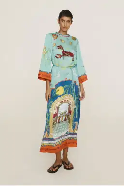 Alemais Surrealist Summer Silk Midi Dress Multi Size 16 for rent on The Volte - image 1