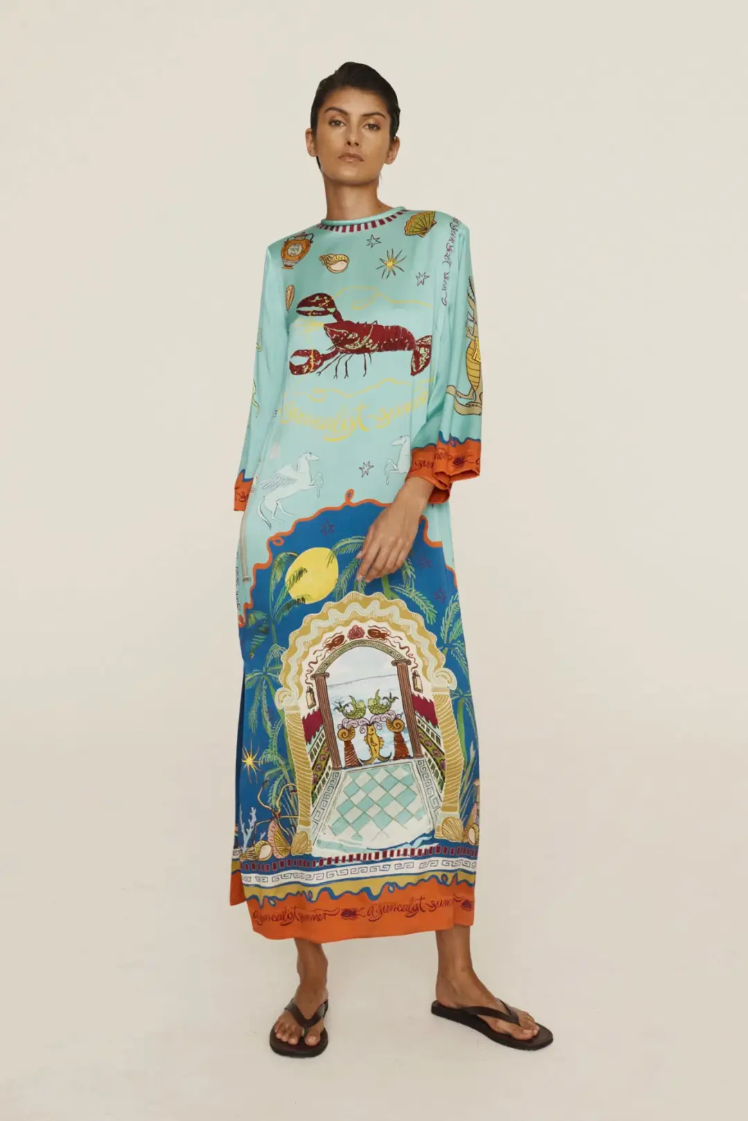 Alemais Surrealist Summer Silk Midi Dress Multi Size 16 for rent on The Volte - main image