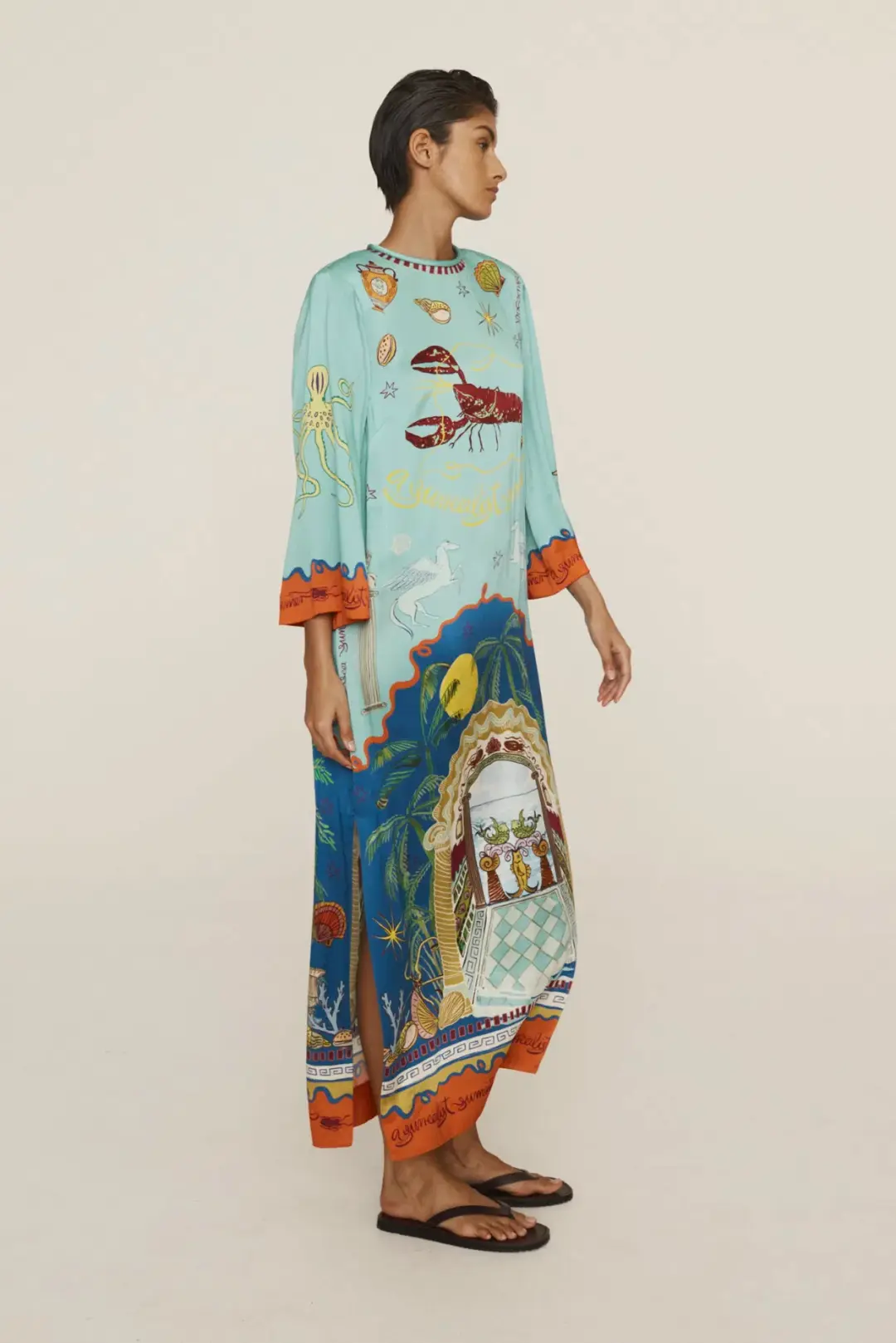 Alemais Surrealist Summer Silk Midi Dress Multi Size 16 for rent on The Volte - main image